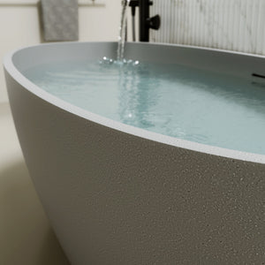 63" Freestanding Bathtub Resin Stone Soaking Bathtub