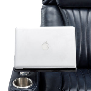 270° Power Swivel Recliner Home Theater Chair With Hidden Arm Storage, LED Light, Cup Holder, And Tray Table