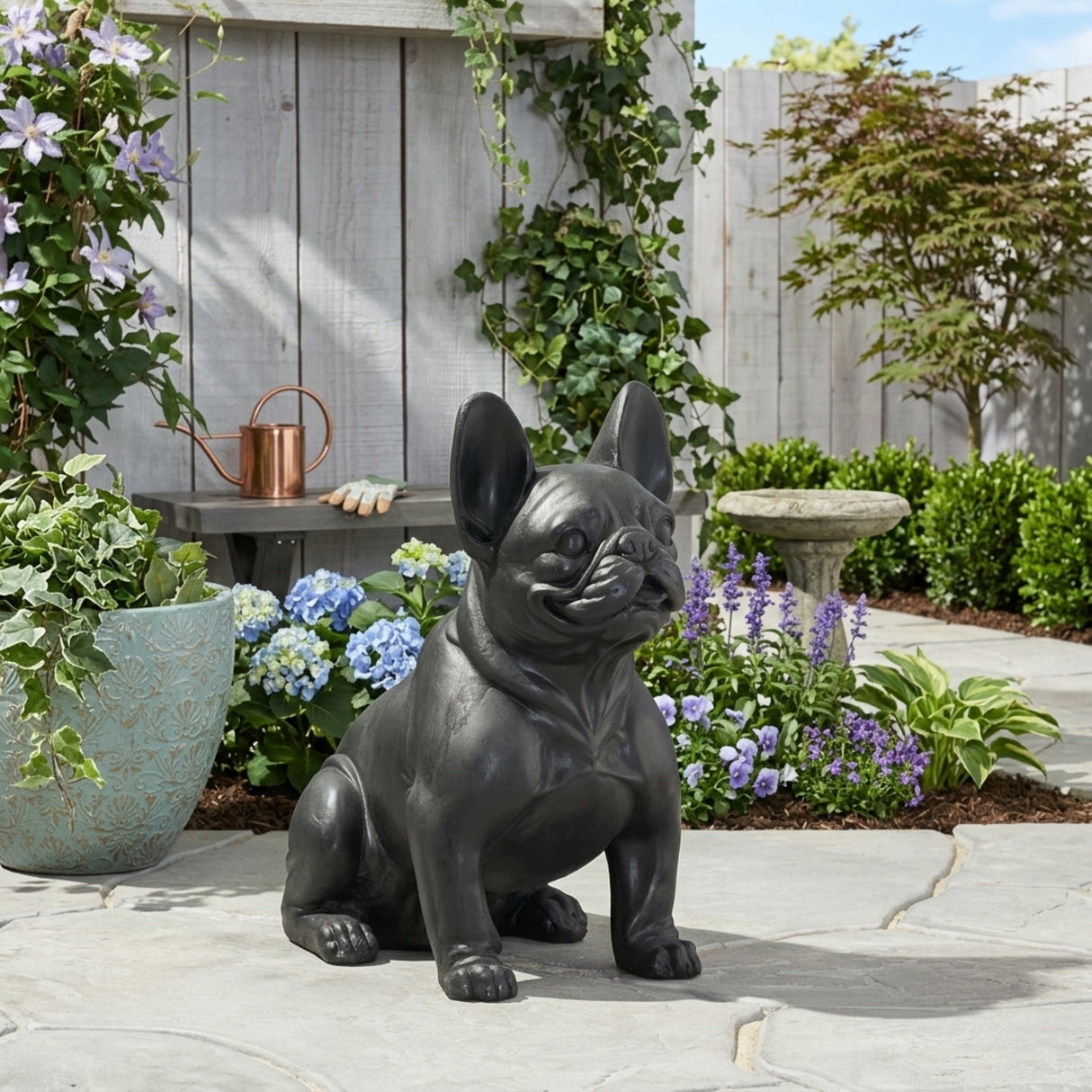 Outdoor French Bulldog Garden Sculpture