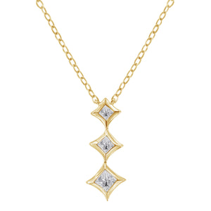 10K White Gold 1/5 Cttw Princess Cut Diamond 3 Stone Drop 18" Pendant Necklace (H-I Color, SI2-I1 Clarity)