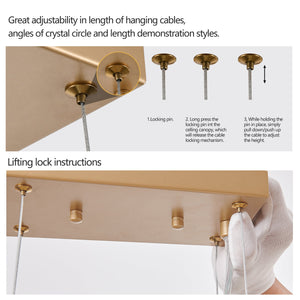 39-inch Modern Golden Pendant Light with Cascading Crystal Strands