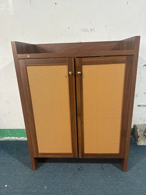 42.5" Tall Rattan Shoe Cabinet with Doors