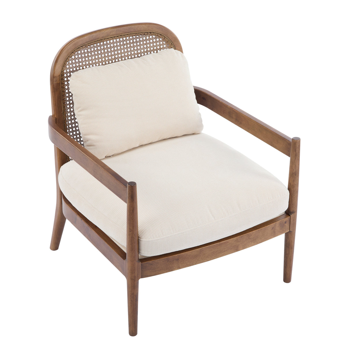 Elliston Rattan Backrest Solid Wood Accent Chair with Cushions Set of 2