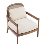 Elliston Rattan Backrest Solid Wood Accent Chair with Cushions Set of 2
