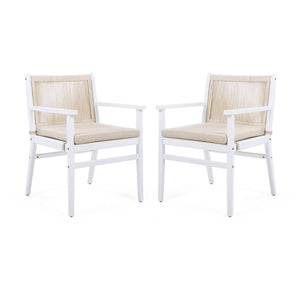 Outdoor Acacia Wood Patio Dining Armchair (Set of 2)