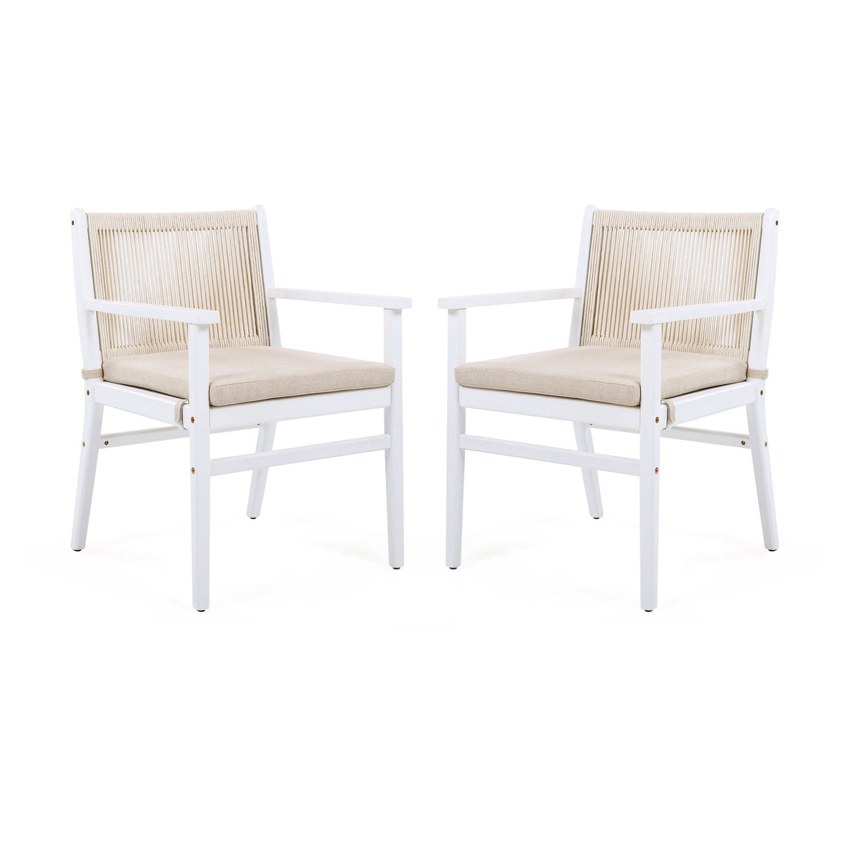 Outdoor Acacia Wood Patio Dining Armchair (Set of 2)