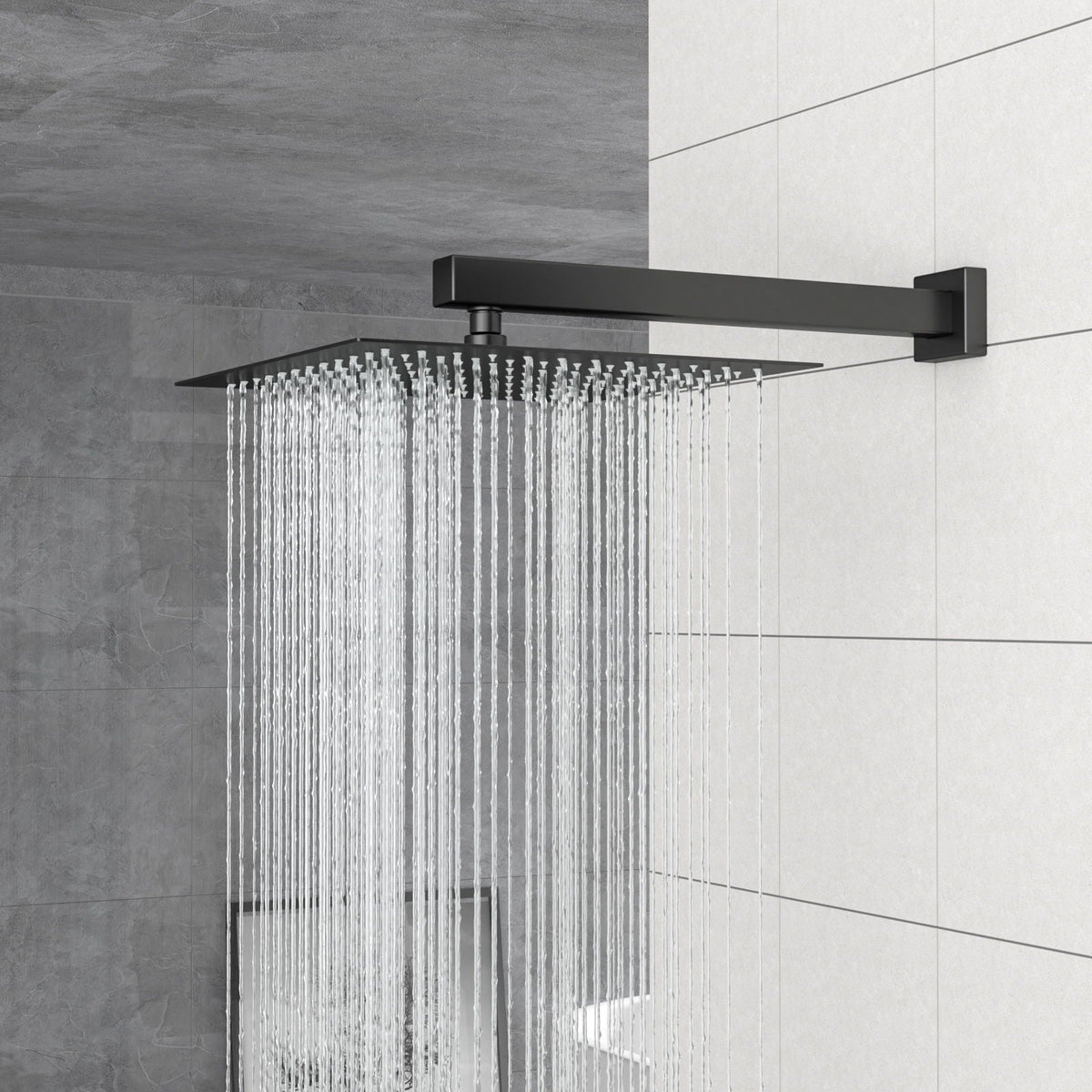 Dual Shower Head System With Square Rain Shower And Rough In Valve