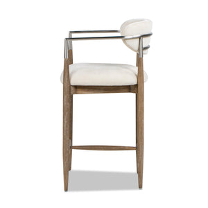 Artemis 26' Mixed Material Upholstered Counter Stool, Warm White Chenille