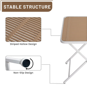 4 Modern Stackable Plastic Armchair Matched With Folding Square Table