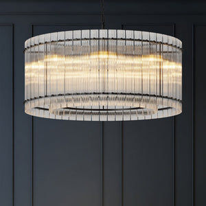 37-Inch Modern Black Round 8-Light Crystal Chandelier