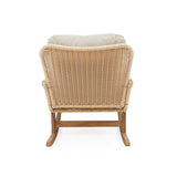 Contemporary Minimalist Beige Wicker Rocking Chair with Soft Cushions