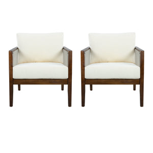 Outdoor Club Chairs (Set of 2), Acacia Wood Frame with Rope Back, Water-Repellent