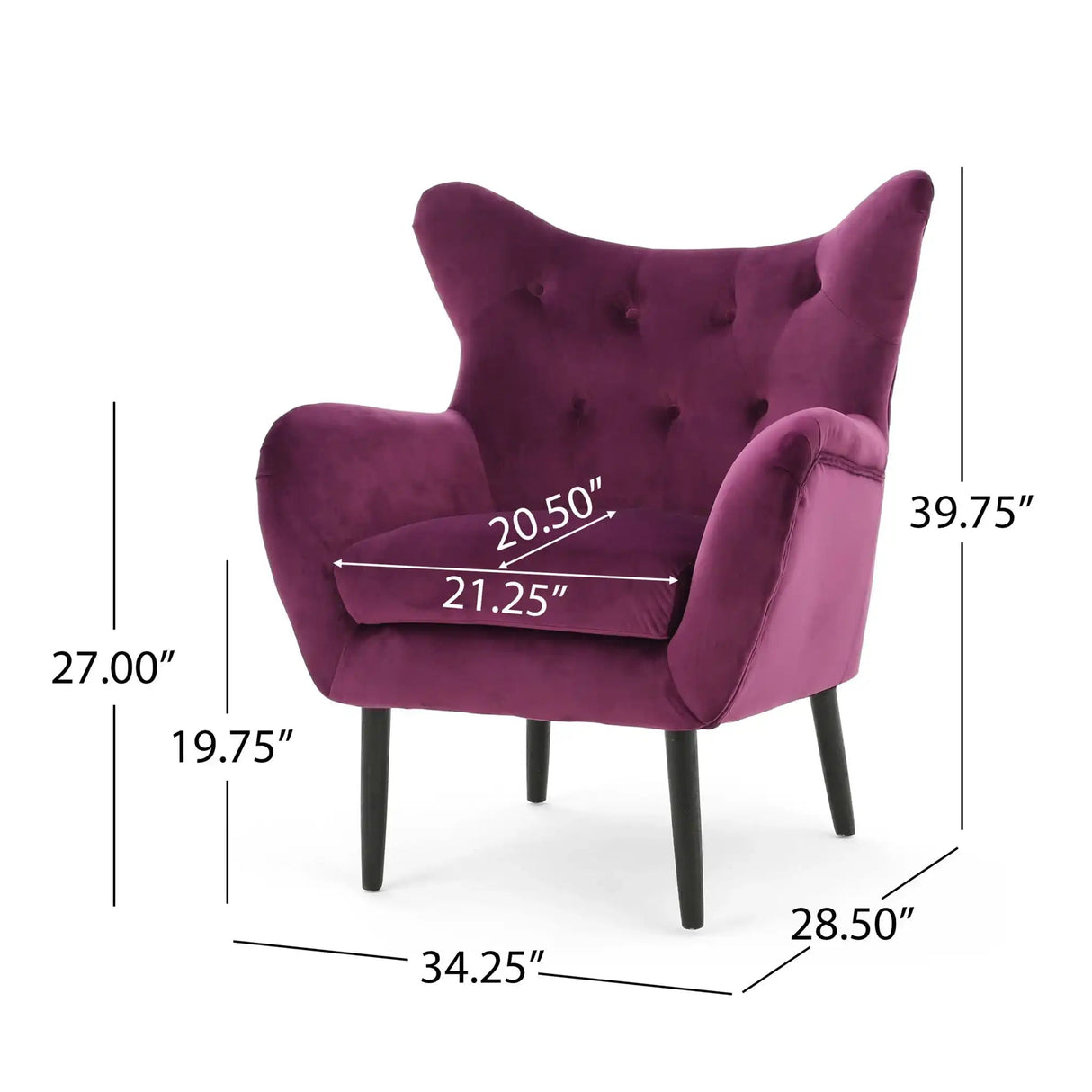 Alyssa - Mid Century Upholstered Arm Chair With Wingback Design