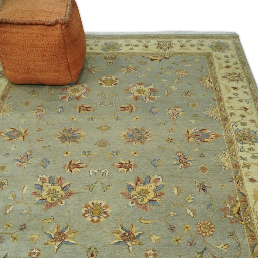 6x8 Fine Hand Knotted Silver and Ivory Traditional Vintage Persian Style Antique Wool Rug