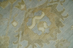 6x8 Hand Knotted Silver and Beige Antique Style Traditional Oushak Wool Rug