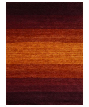 6x8 Ombre Brown and Rust Blended Stripes Pattern Wool Hand Woven Southwestern Gabbeh Rug
