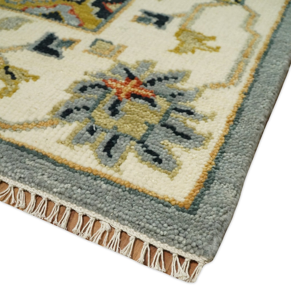 Antique Traditional Gray and Ivory Vintage Style Custom Made wool Area Rug
