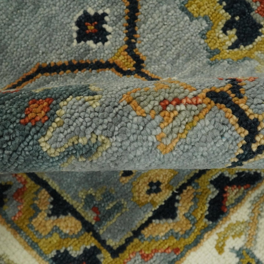 Antique Traditional Gray and Ivory Vintage Style Custom Made wool Area Rug