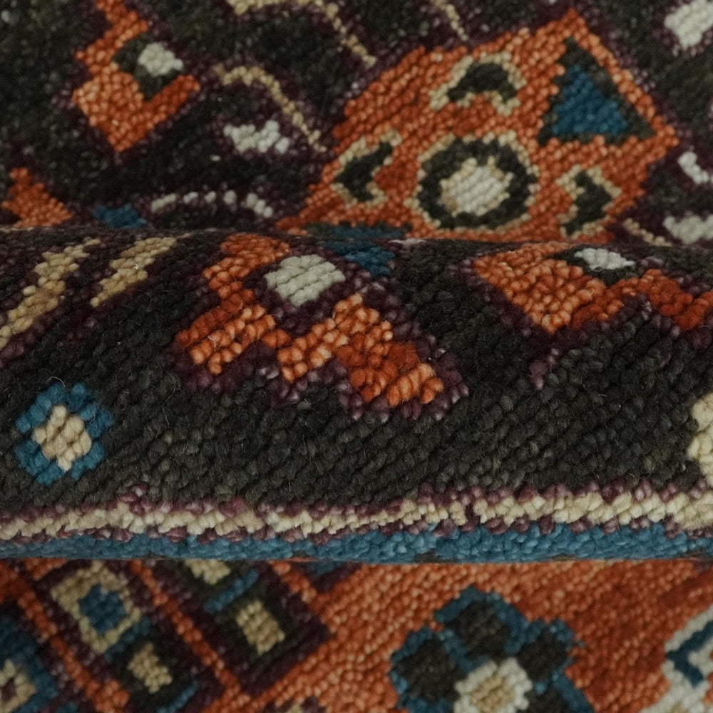 Custom Made Runner Rust And Brown Oriental Hand Knotted Wool Rug