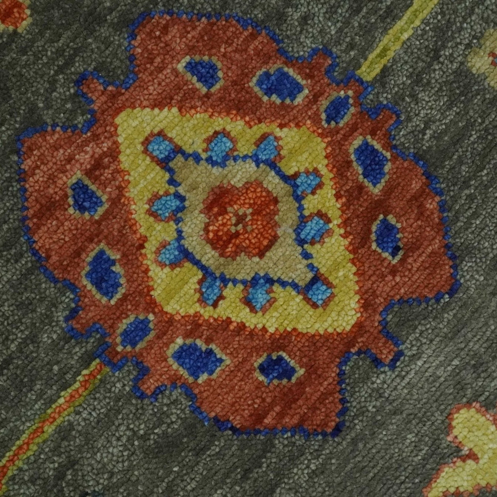 Green and Beige Colorful Hand knotted Traditional Oushak Multi Size wool Area Rug