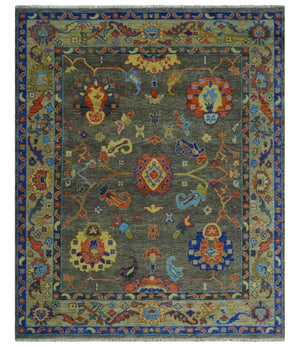 Green and Beige Colorful Hand knotted Traditional Oushak Multi Size wool Area Rug