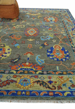 Green and Beige Colorful Hand knotted Traditional Oushak Multi Size wool Area Rug