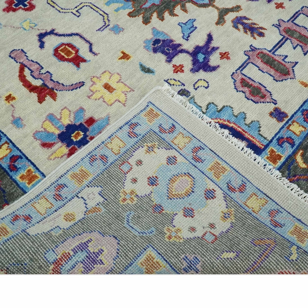 Custom Made Ivory and Gray  Hand knotted Traditional Oushak wool Area Rug