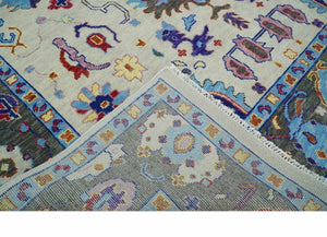 Custom Made Ivory and Gray  Hand knotted Traditional Oushak wool Area Rug