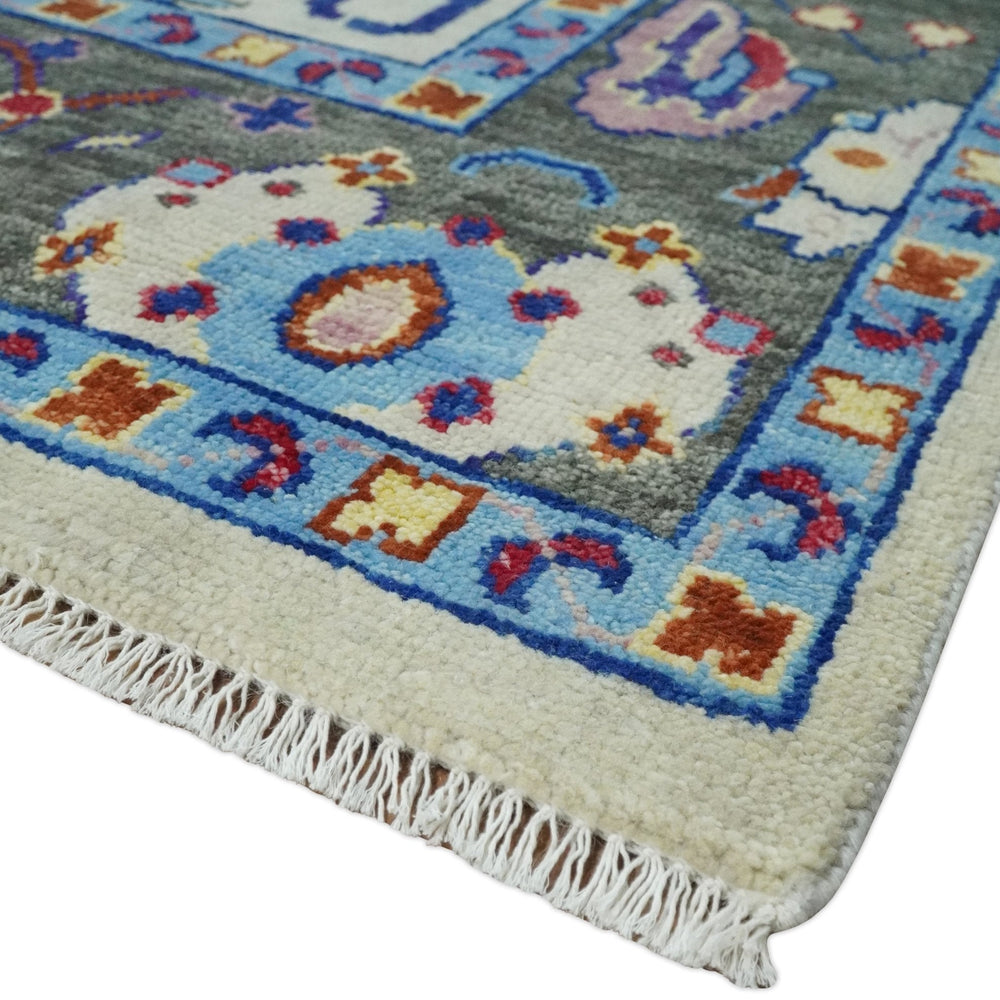 Custom Made Ivory and Gray  Hand knotted Traditional Oushak wool Area Rug