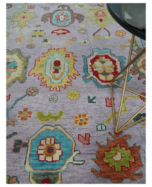 Pink and Beige Vibrant Colorful Hand knotted Traditional Oushak  Area Rug