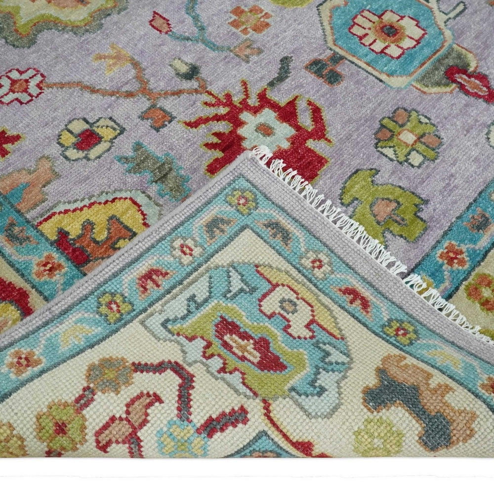Pink and Beige Vibrant Colorful Hand knotted Traditional Oushak  Area Rug