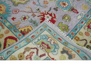 Pink and Beige Vibrant Colorful Hand knotted Traditional Oushak  Area Rug