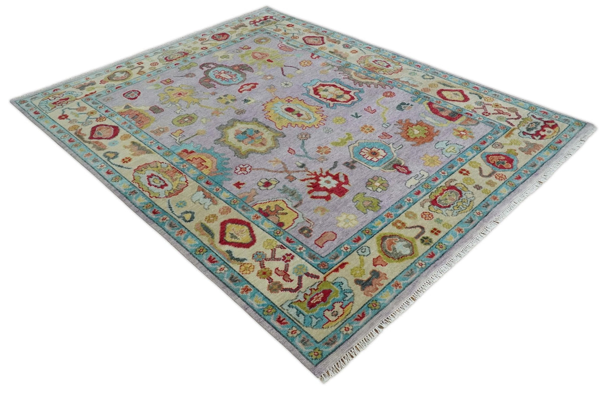 Pink and Beige Vibrant Colorful Hand knotted Traditional Oushak  Area Rug