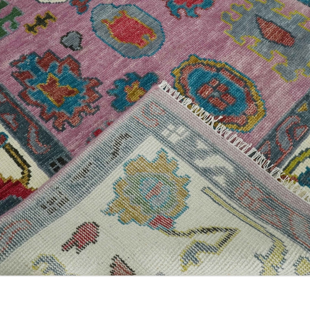 Custom Made Modern Oushak Pink and Ivory Hand knotted Wool Rug