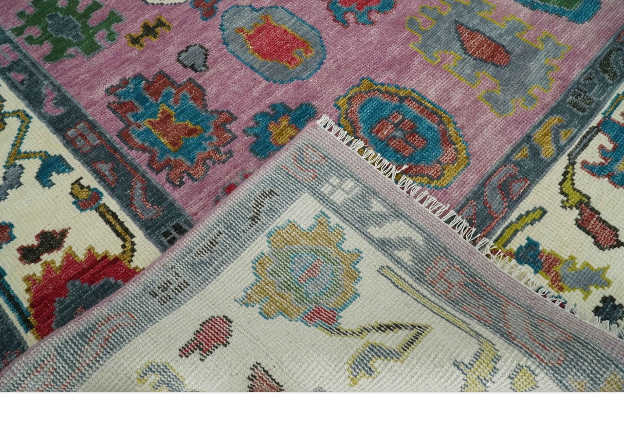 Custom Made Modern Oushak Pink and Ivory Hand knotted Wool Rug