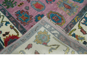 Custom Made Modern Oushak Pink and Ivory Hand knotted Wool Rug