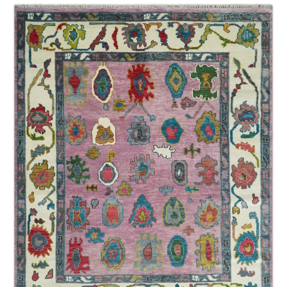 Custom Made Modern Oushak Pink and Ivory Hand knotted Wool Rug