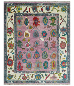Custom Made Modern Oushak Pink and Ivory Hand knotted Wool Rug