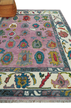 Custom Made Modern Oushak Pink and Ivory Hand knotted Wool Rug