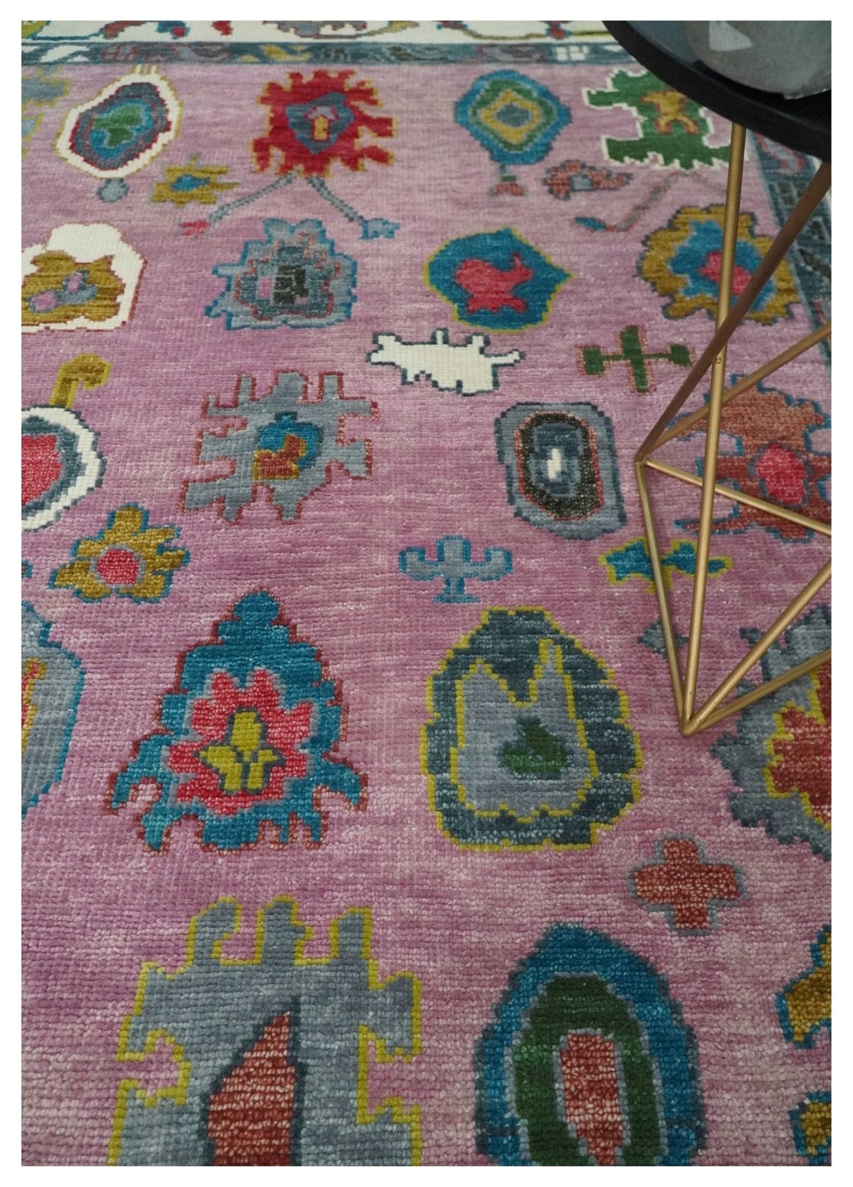 Custom Made Modern Oushak Pink and Ivory Hand knotted Wool Rug