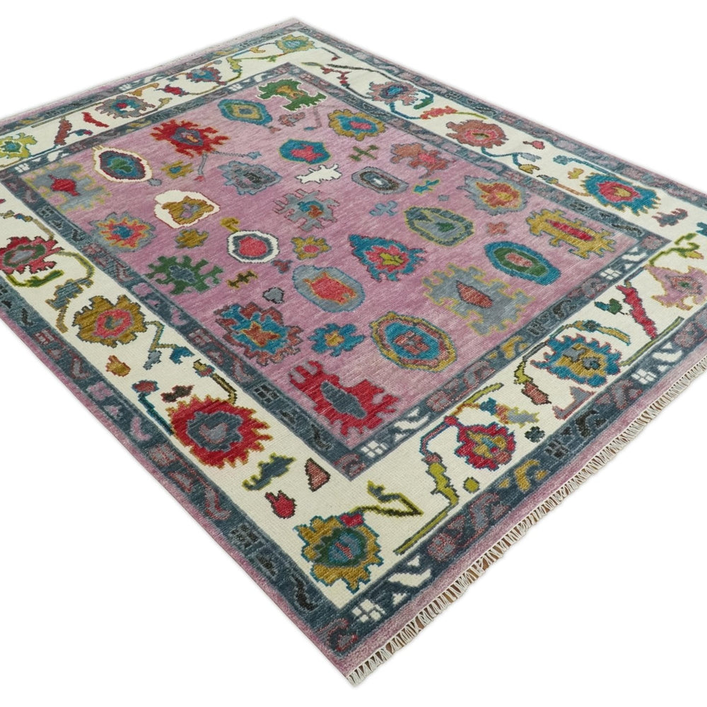 Custom Made Modern Oushak Pink and Ivory Hand knotted Wool Rug