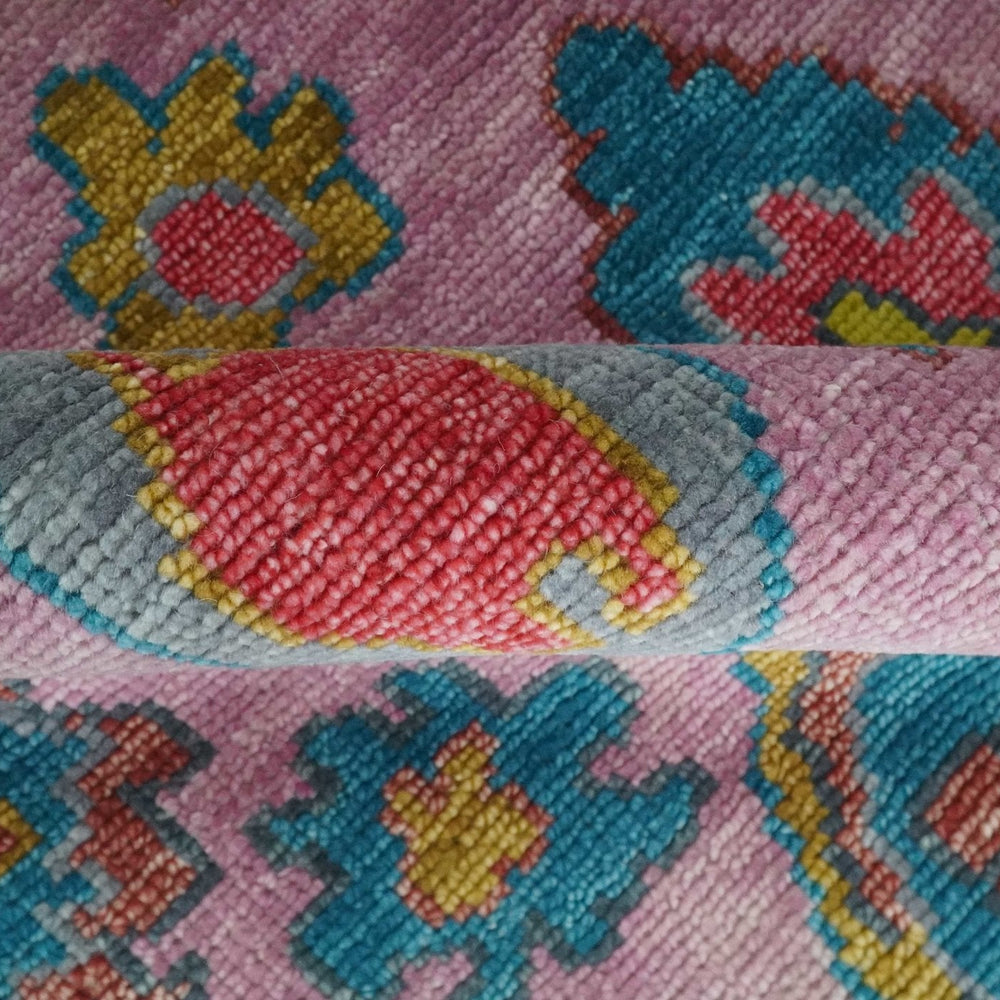 Custom Made Modern Oushak Pink and Ivory Hand knotted Wool Rug