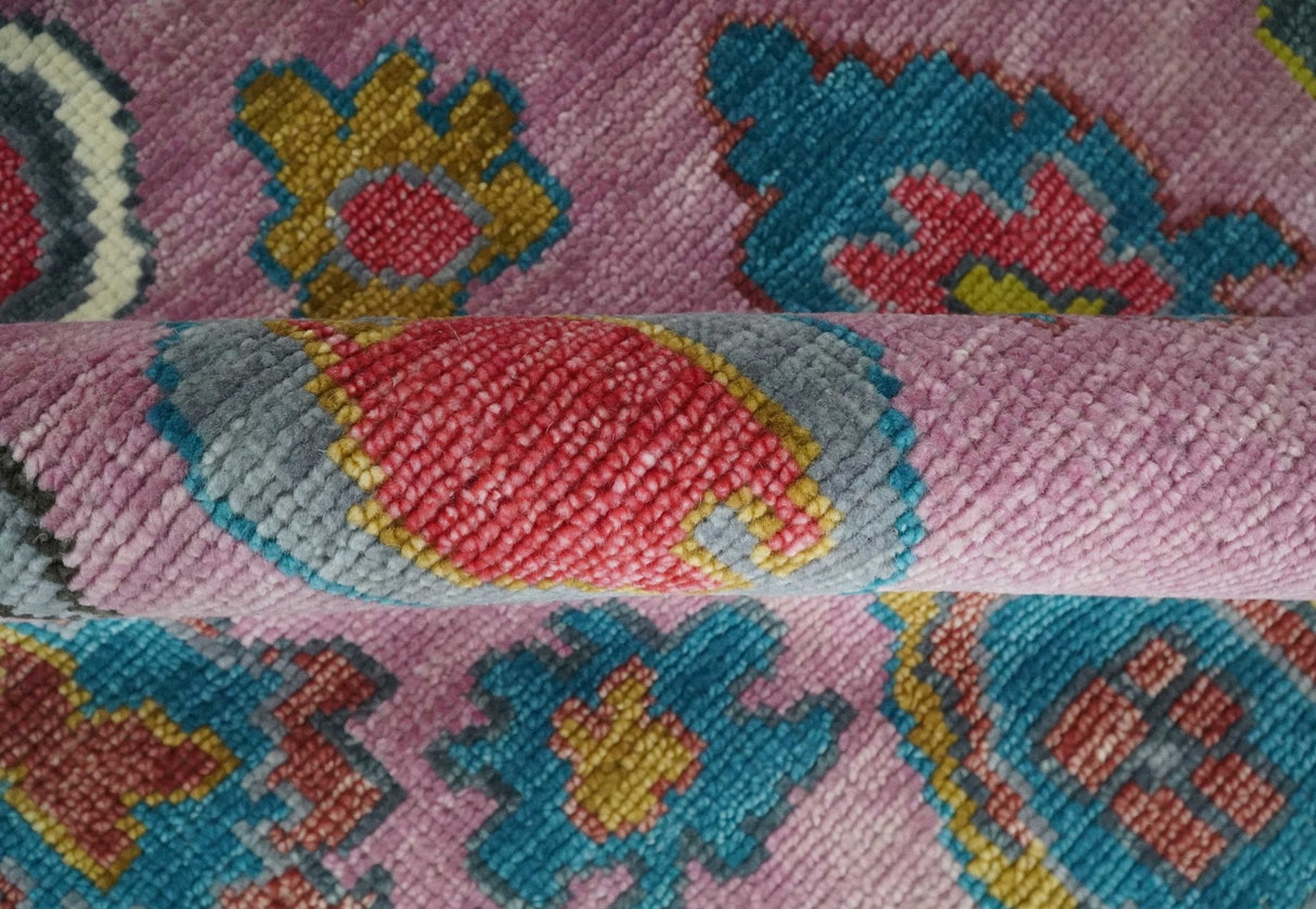 Custom Made Modern Oushak Pink and Ivory Hand knotted Wool Rug