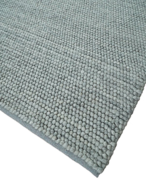 6x9 and 8x10 Solid Gray Wool Blend Felted Chunky Hand Woven Area Rug