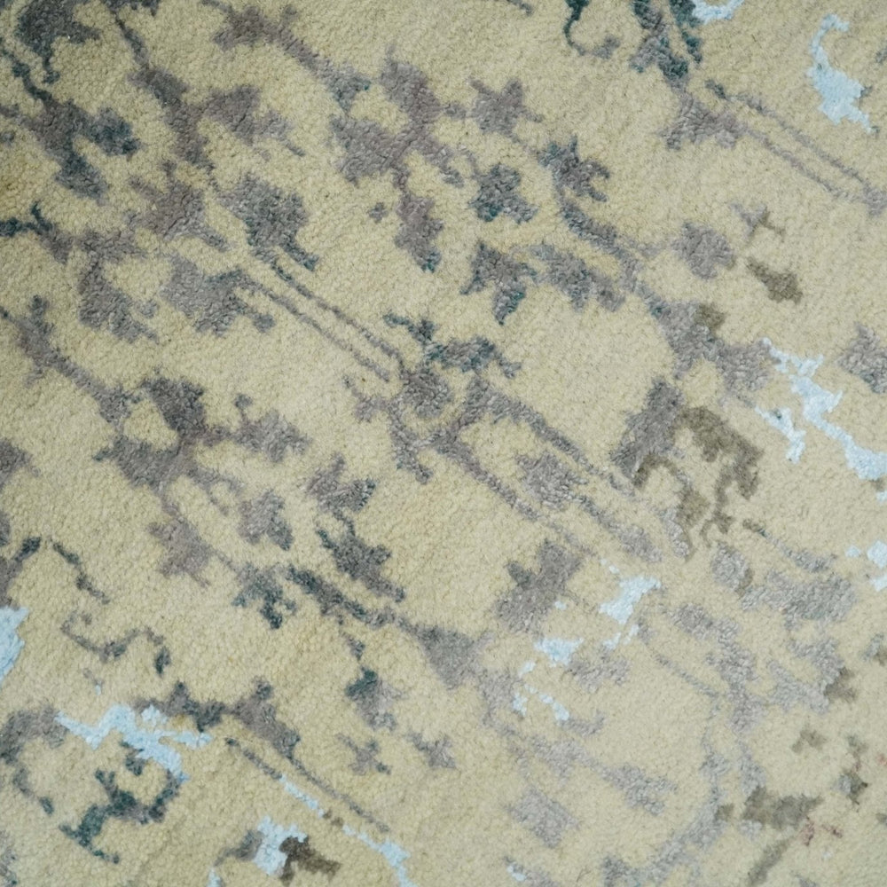 6x9 Fine Hand Knotted Beige and Rust Vintage Persian Style Antique Wool and Silk Rug