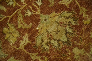 6x9 Hand Knotted Beige and Rust Traditional Oushak Wool Area Rug