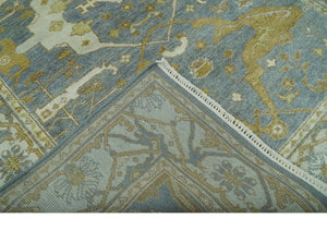 6x9 Hand Knotted Gray, Olive and Ivory Traditional Oriental Oushak wool area rug