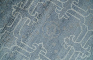 6x9 Hand Woven Silver, Charcoal and Ivory Low pile wool area Rug