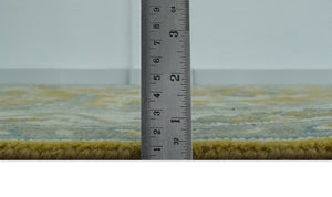 6x9 Mustard, Ivory and Gray Hand Knotted Traditional Oriental Oushak wool area rug
