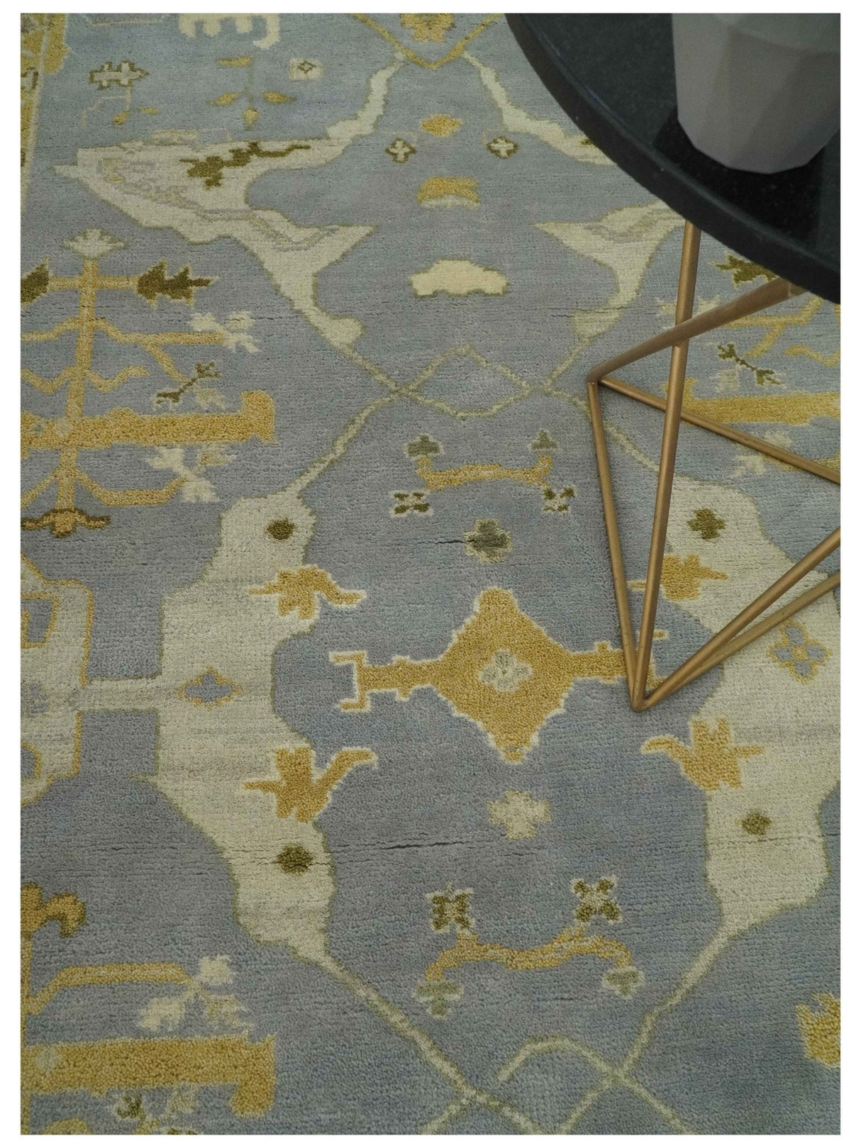 6x9 Taupe, Beige and Mustard Hand Knotted Traditional Oriental Oushak wool area rug